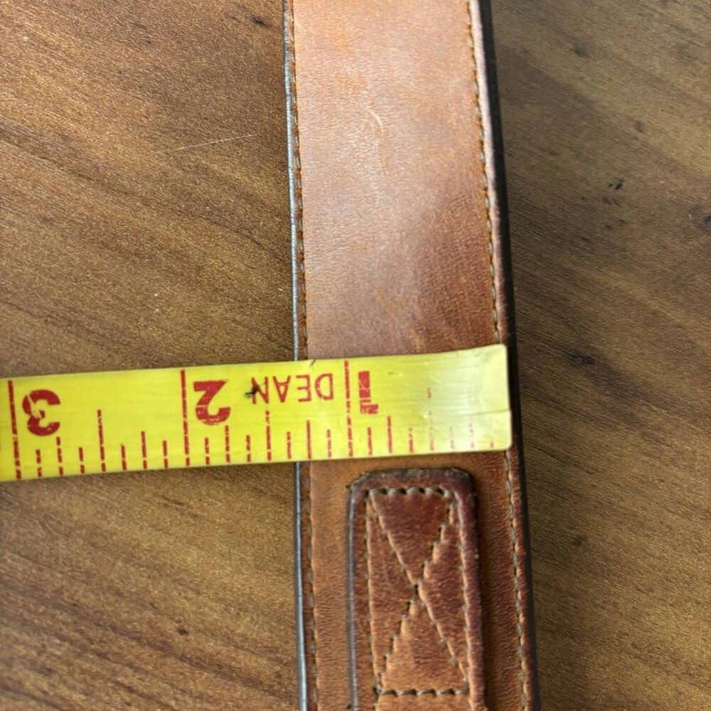 VTG CABELA'S Leather Ranger Belt Sz 38 Leather Smooth Brown Brass Buckle Classic - Picture 8 of 8